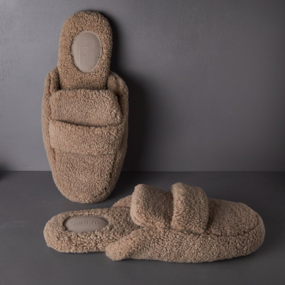 Cozy Women's Sherpa Slippers from Auden {Tan, Brown} Size 10